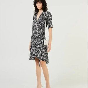 Ganni Black and White Wrap Dress